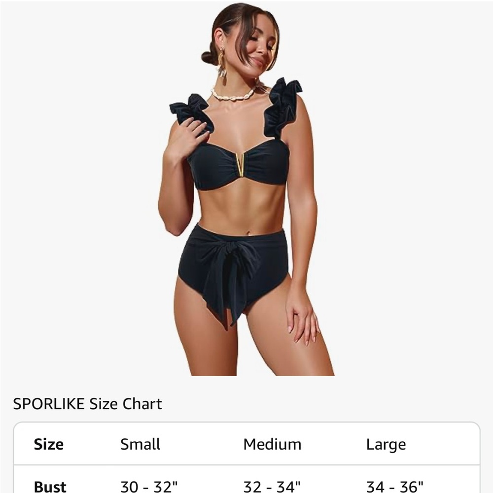 Women's Black Ruffle Bikini Set